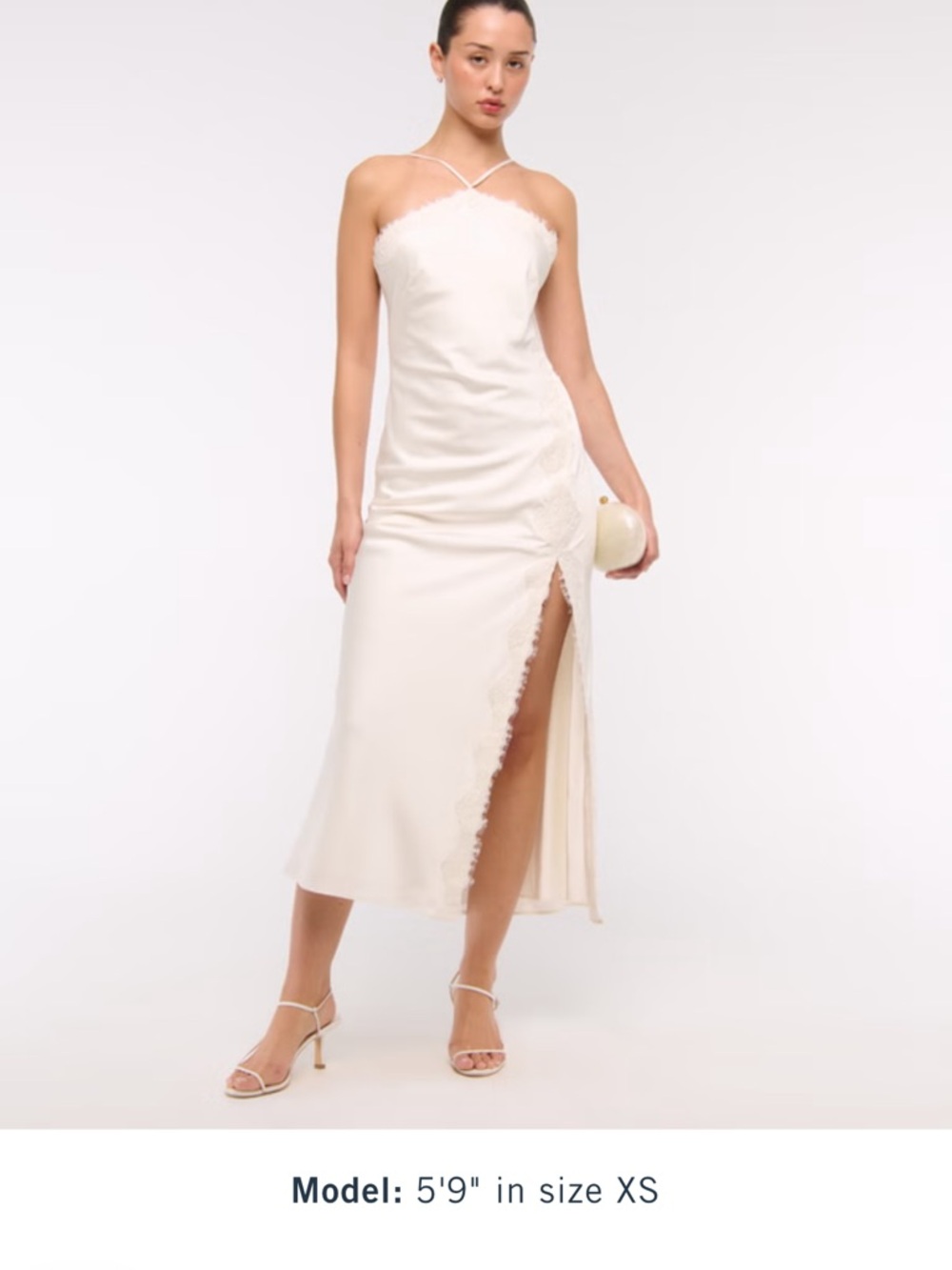 NWT! Abercrombie High Neck Lace Midi Dress Pearl Size M
